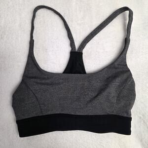 Lululemon Sports Bra Workout Racerback Gray and Black Mesh Size Medium (No Cups)